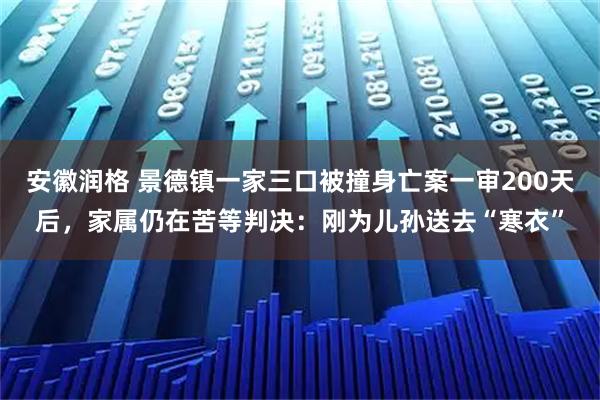安徽润格 景德镇一家三口被撞身亡案一审200天后，家属仍在苦等判决：刚为儿孙送去“寒衣”
